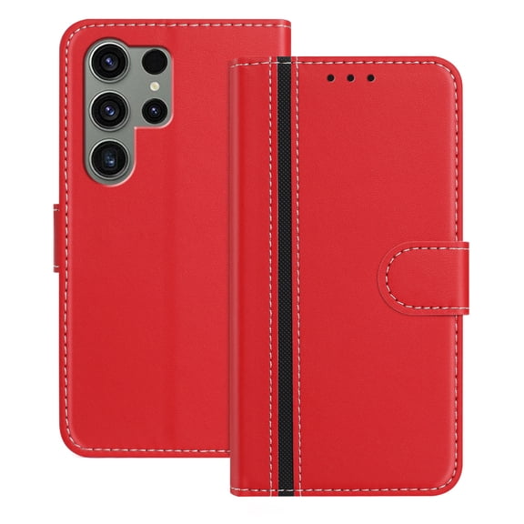 Allytechgroup Flip Wallet Phone Case for Samsung Galaxy S23 Ultra, RFID Blocking PU Leather Built-in Credit Card Slot Stand Shockproof Full Body Protective for Samsung Galaxy S23 Ultra, Red