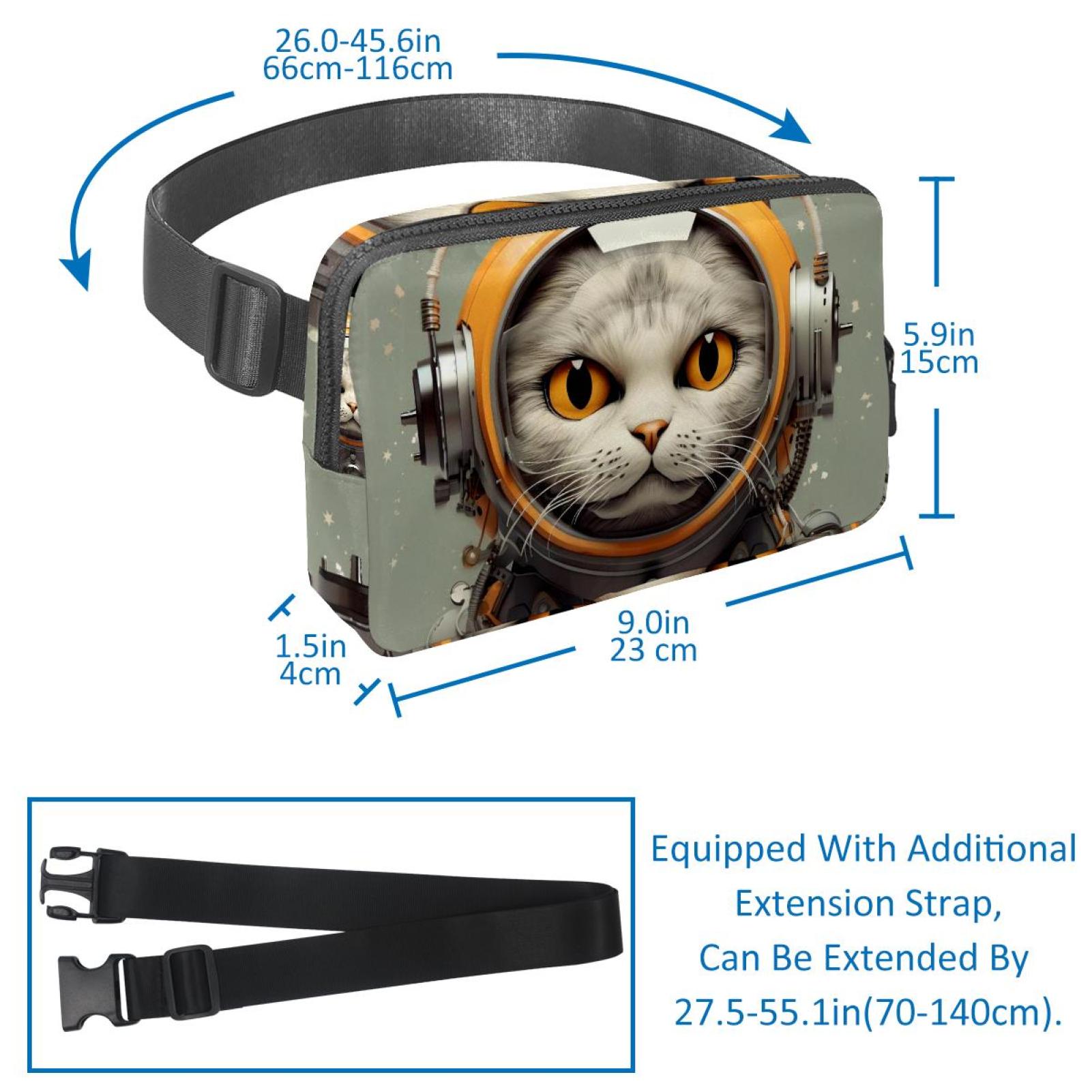 Cats Lightweight Adjustable Crossbody Bag with Extension Strap - Unisex Fanny Pack, Money Belt, Waist Bag