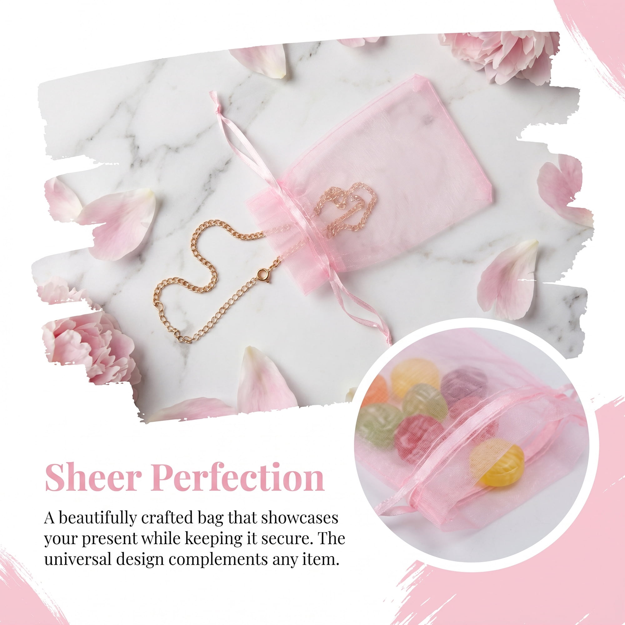 Unique Bargains Multi-Purpose Gift Bags with Handles for Events Pink 3.5" x 4.7"
