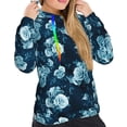 thumbnail image 5 of Yiaed Ink Rose Print Womens Casual Hoodies Crew Neck Long Sleeve Sweatshirts With Pocket Pullover Tops Women's Hooded Sweatshirt-Medium, 5 of 5