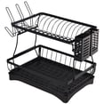 thumbnail image 2 of Double-Layer Kitchen Dish Storage Rack For Dishes Chopsticks Black Storage Rack, 2 of 9