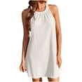 thumbnail image 1 of DPTALR Robes Sans Manches pour Femmes Fête des Mères Dos Nu Creux Couleur Unie Été Amincissant Jupe Courte, 1 of 5