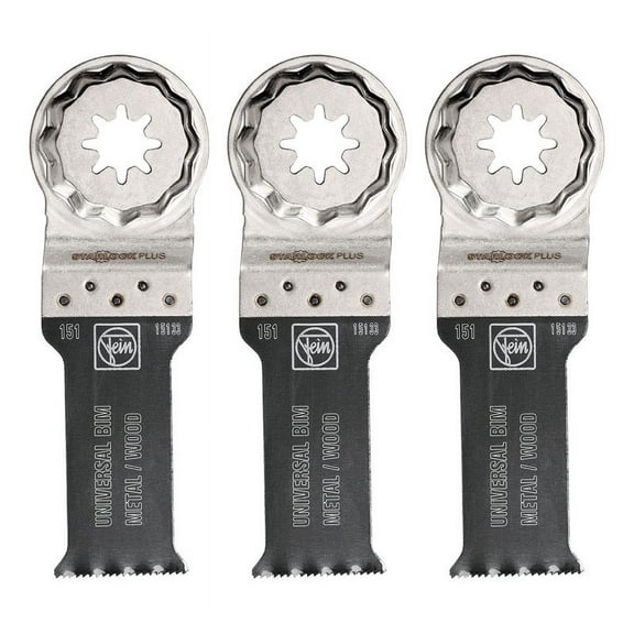 1 Pc, Fein Starlockplus 1-1/8 In. X 1-1/8 In. L Bi-Metal E-Cut Universal Saw Blade 3 Pk