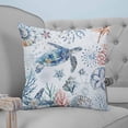 thumbnail image 4 of 26x26 Pillow Covers Set of 2, Ocean Turtle Throw Pillow Covers Decorative Couch Cushion Case, Summer Coastal Coral Flower Shells Microfiber Square Pillowcases for Bedroom Car Living Room, 4 of 7