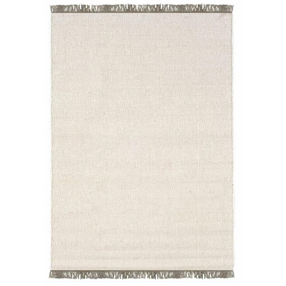 Riverbay Furniture Loop Hand Woven Wool 5'3"x7'6" Rug in Natural and Ivory
