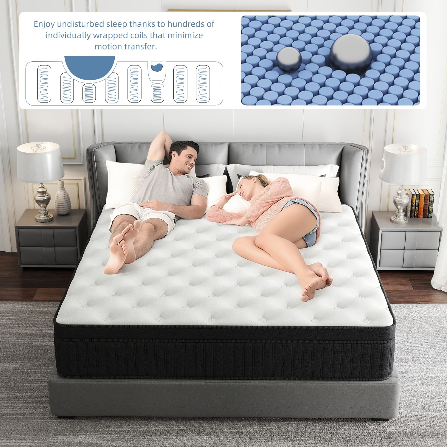 AMENDPATURE 12" Twin Hybrid Mattress,Gel Infused Memory Foam and Pocket Spring in a Box,Medium，Adult