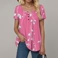 thumbnail image 2 of vigerkar Womens Henley Tunic Tops Bohemian Floral Print Button Up T-Shirts V-Neck Casual Blouses Pink, XL, 2 of 4