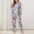 thumbnail image 2 of KLL Fairy Flower Print Women's Long Sleeve Pajamas with Pants Sleepwear Loungewear 2 Set-XX-Large, 2 of 7