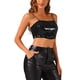 thumbnail image 4 of INSPIRAR CHIC Top de Mujer con Brillo, Tirantes de Espagueti, Dobladillo Curvo, Brillante, Crop Cami Tops M Negro, 4 of 5