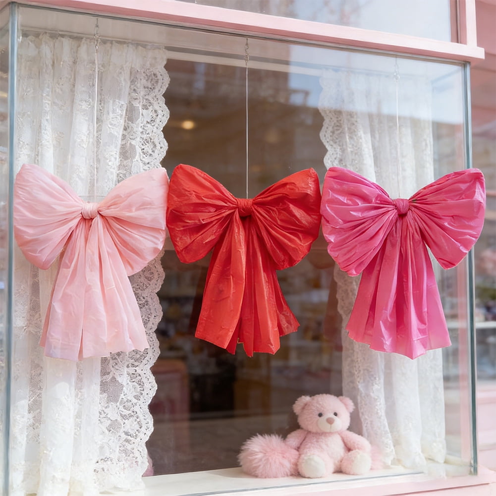 Yucurem 6 Pack DIY Giant Wall Bows, Hanging Coquette Ribbon Bowknot Backdrop Decor for Valentine's Day Birthday Wedding Party Supplies