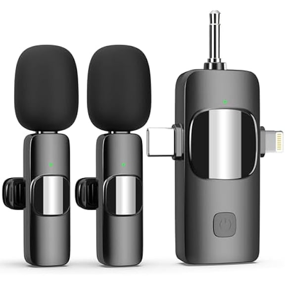 3 in 1 Professional Wireless Lavalier Microphone for iPhone Android Camera USB-C, 65ft Clip on Plug-Play Lapel Microphone/Noise Reduction, Mini Mic for Video Recording Interview Podcast