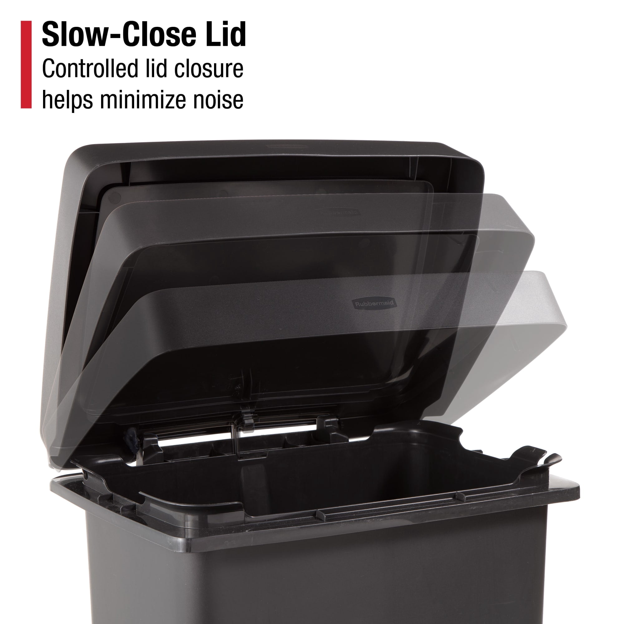 Rubbermaid Kitchen Trash Can, 19 Gallon Plastic Dual Compartment Step Garbage Bin, Charcoal