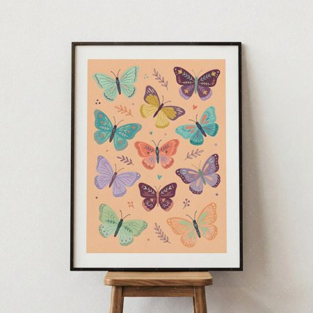 Colorful Butterfly Whimsical Insect Nature Inspired Nursery Poster