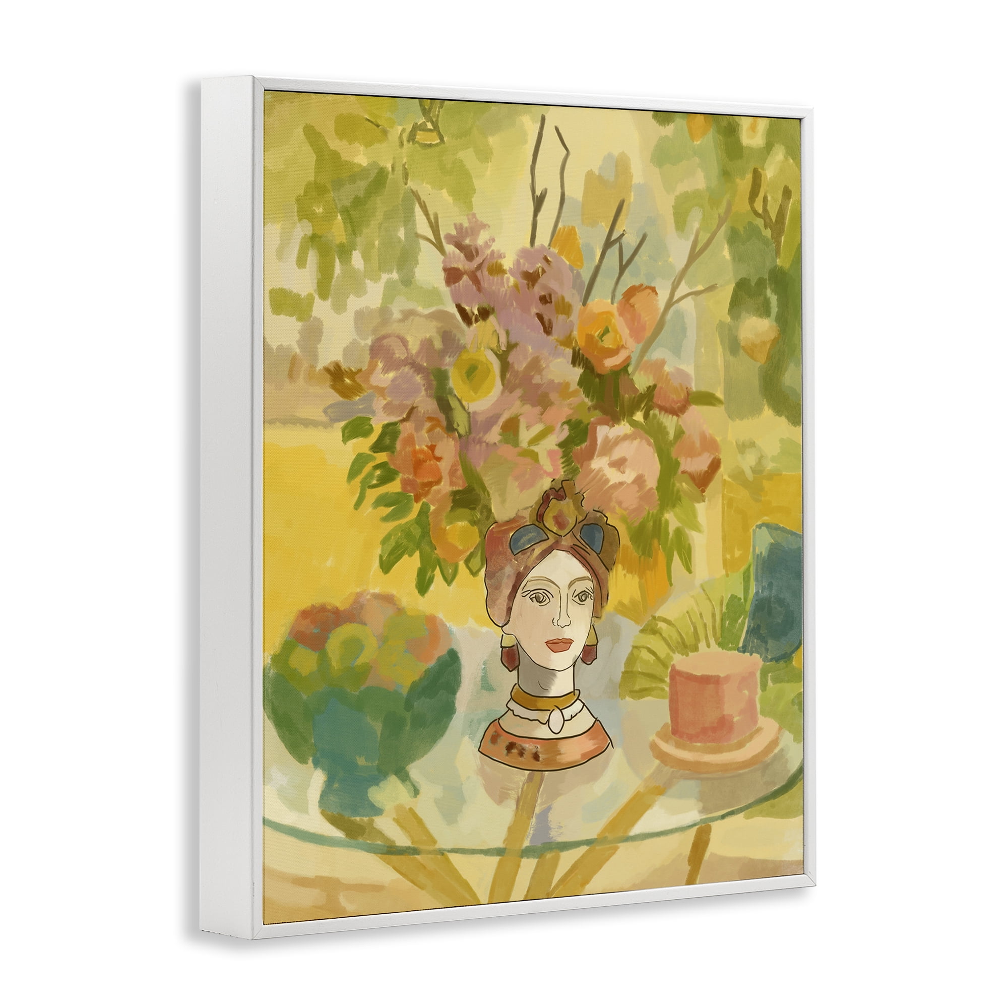 Stupell Industries Flower Head Vase White Framed Giclee Art, design by Amelia Noyes