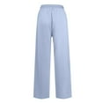 thumbnail image 6 of Sakmal Pleated Pants Women Drawstring Straight Leg Sweatpants Full Length Blue High Waisted Solid Pants with Pockets, 6 of 6