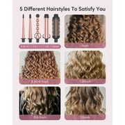 KIPOZI Professional Curling Wand Set, 5-in-1 Multi-Curl Iron with Thermal Brush & 4 Ceramic Attachments, Fast Heat Up for Curly/Wavy Hair, Rose Gold Styling Tool Kit, Gift Ready