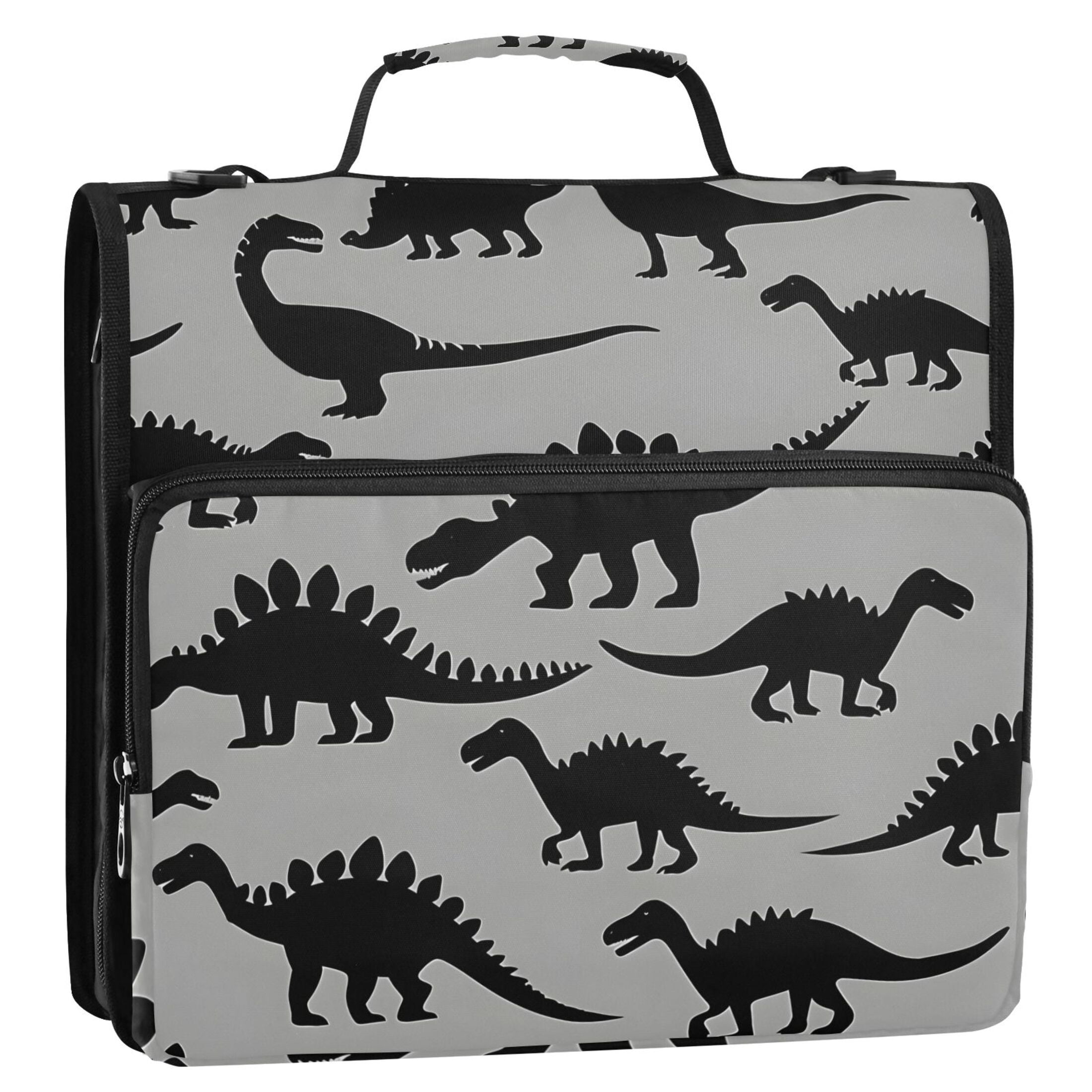 ALAZA Zipper Binder Art Dinosaur Silhouettes 3 Ring Trapper Keeper File Folder Organizer Bag
