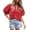 Red, variant on Women's Summer Tops Dressy Casual Short Lantern Sleeve V Neck Buttons Hollow Out Lace Embroidered Blouses Shirts