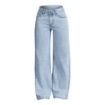 thumbnail image 2 of Blekii Girls Bow Embroidery Jeans, Girls Bow Embroidery Jeans, Wide Leg Baggy Pants High Waisted Trousers, Casual Streetwear for Kids 6-14 Years Wide Leg Baggy Denim Pants Streetwear, Casual Outing,, 2 of 9