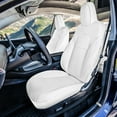 thumbnail image 4 of For 2020-2024 Tesla Model Y FH Group Faux Leather Custom Fit Car Seat Covers Full Set - Solid White, 4 of 5