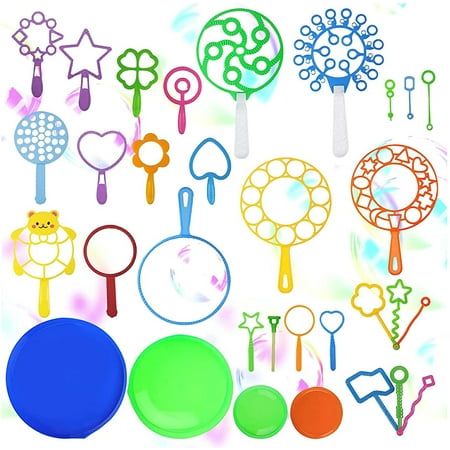 Large Bubble Wands for Kids with Tray Set 28 Pcs Great for Kids Summer ...