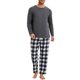 thumbnail image 1 of INSPIRAR CHIC Conjunto de Pijamas de Dos Piezas para Hombre, de Manga Larga, Color Sólido, Patrón de Cuadros, Negro y Blanco, 1 of 5