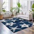 thumbnail image 3 of Rectangle Area Rugs 2.7 x 5 Ft, Navy Blue Starfish Coastal Non-Slip Residential Carpet, Nautical Summer Ocean Abstract Art Indoor Crawling Mats Runner Rugs for Living Room/Dining Room/Bedroom, 3 of 9