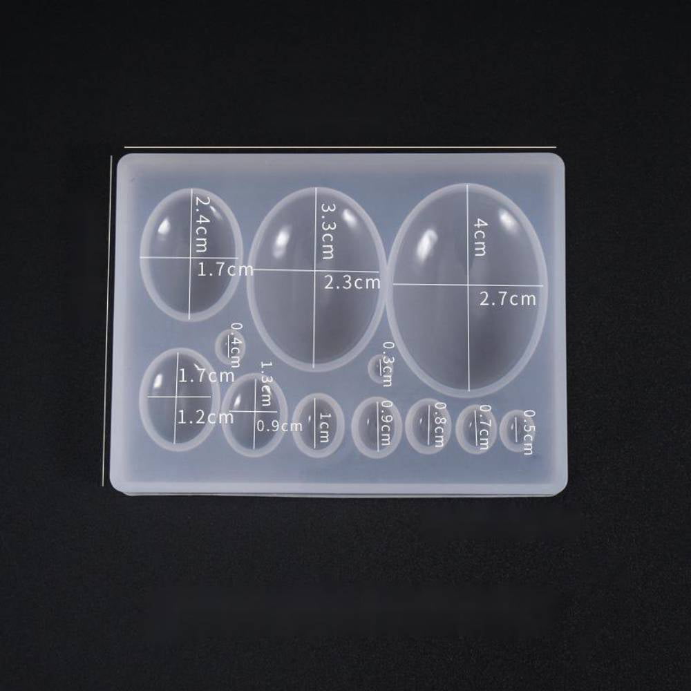 12pcs Silicone Cabochon Molds Resin Casting Molds For UV Resin Epoxy Resin Jewelry Making Oval White 86x66x10mm Inner Size: 3~38x2~28mm