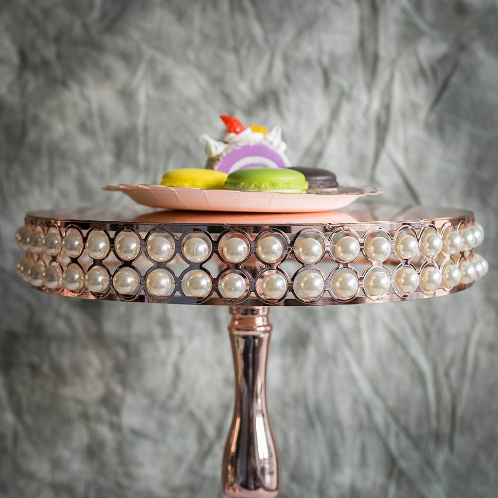 Efavormart Set of 3 Silver Pearl Embellished Wedding Cake Stand 