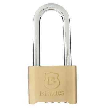 Brinks Solid Brass 4-Dial Resettable Padlock, 50mm Body and 2 inch Shackle