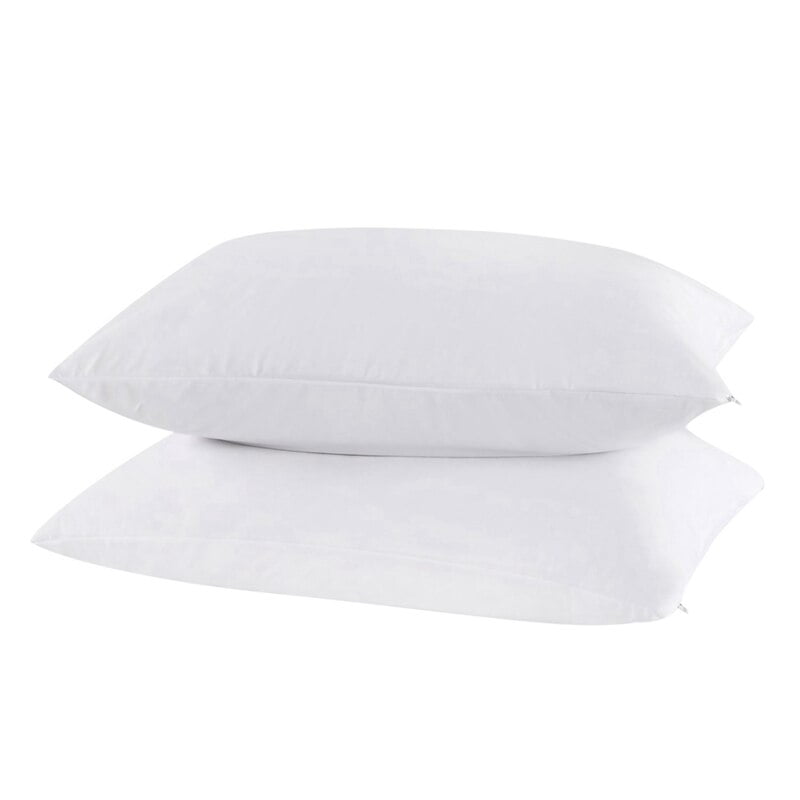 2 Pcs/Set 100% Waterproof Pillow Case, White Super-Soft Pillowcase Zippered Bed Bug Allergy Protector Pillow Cover, 20'*26'