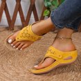 thumbnail image 5 of Clearance Womens Sandals, Xunlbb Women's Spring And Summer New Big Size Clip-toe Beach Flower Hollow-out Wedges Fashion Casual Slippers(Yellow,Size:39), 5 of 5