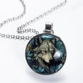 thumbnail image 2 of Wolf Elegant Glass Circular Pendant Necklace Jewelry, 2 of 5