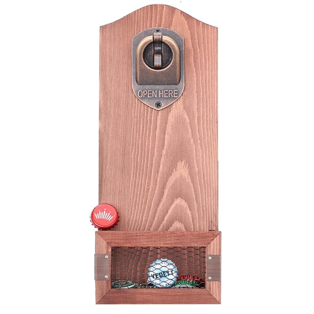 Abridor De Botellas De Cerveza De Madera Con Capuchón, Herramienta De Abridor De Botellas Montada En La Pared, Estilo Vintage Para Restaurante, Bar, Cocina, Patio, Regalo Kearding HA016699-00