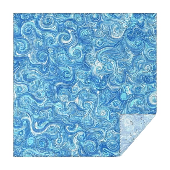 Blue White Tie Dye Swirl Pattern Square Tablecloth,Waterproof Square Table Cover,Wipeable Spillproof Washable Table Cover for Home Kitchen Party Decor 42"X42"(107x107cm)