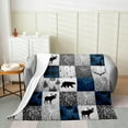 thumbnail image 2 of Bear Blanket Twin 60x80 for Teens Boys,Buffalo Plaid Check Throw Blanket Cabin Lodge Home Decor,Wild Animal Elk Antler Pattern Fleece Blanket,Christmas Deer Patchwork Bed Blanket Blue Grey, 2 of 6