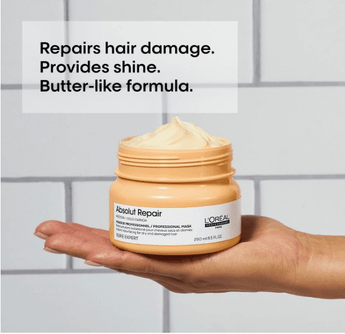 L’Oreal Professionnel Serie Expert Absolut Repair Protein + Gold Quinoa Masque | Deep Treatment for Dry, Damaged Medium to Thick Hair, 250ml