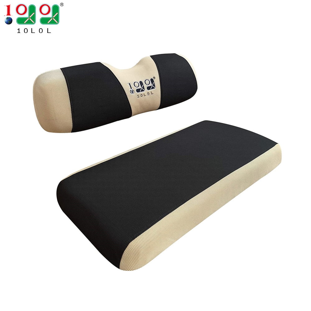 10L0L Golf Cart Seat Cover for EZGO TXT RXV &Club Car DS,Washable Mesh Bench Seat Cover-Black Beige
