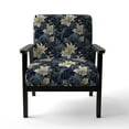 thumbnail image 4 of Designart "Celestial Blue Damask Glow II" Blue Damask Upholstered Accent Chair - Bohemian & Eclectic Arm Chair For Bedroom, 4 of 5