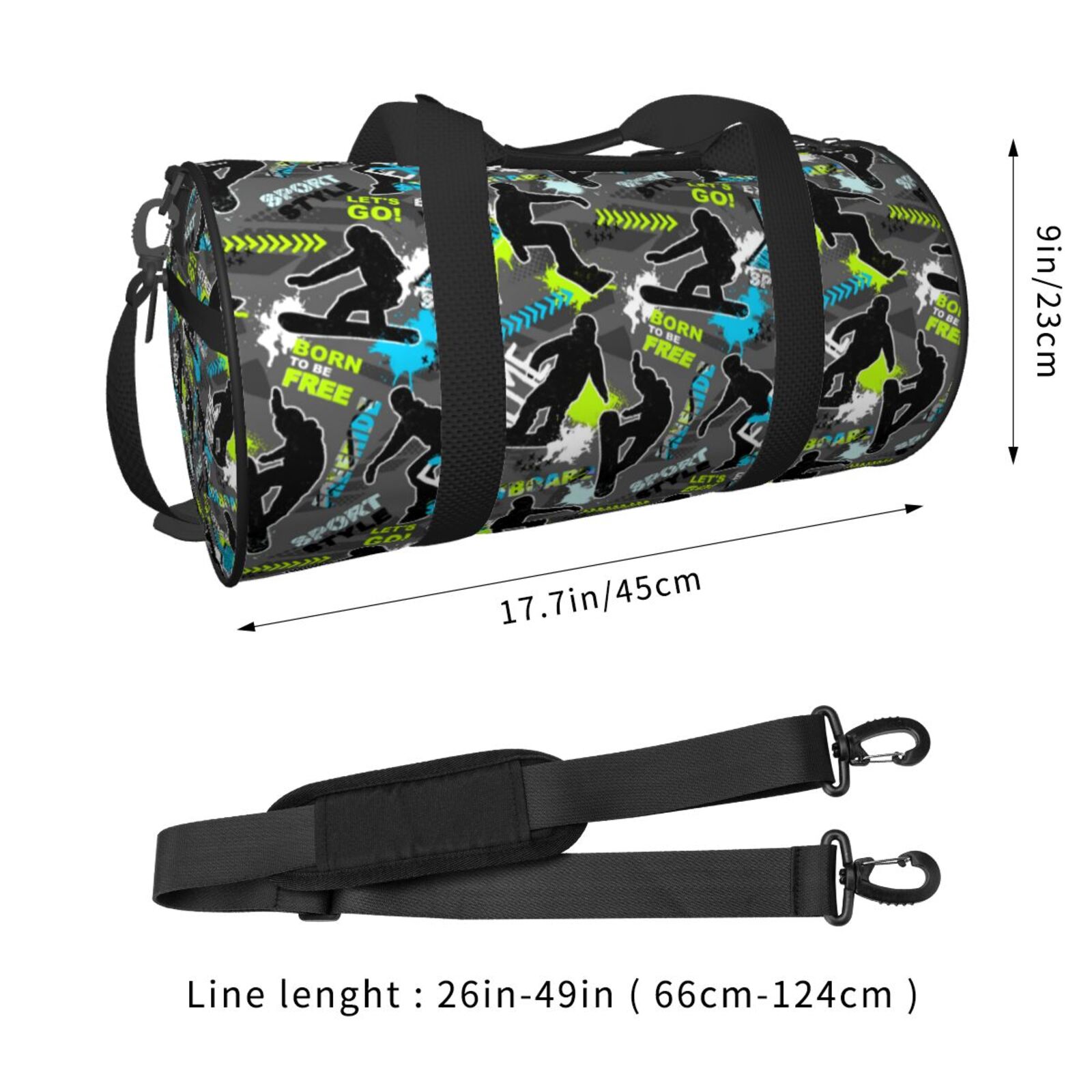 Vsdgher sport sonw board 45L Foldable Duffel Bag, Sports Gym Bag,Overnight Bag, Portable Weekender Bag for Airplanes