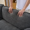 thumbnail image 4 of 76" Oversized Chenille Loveseat Sofa, Modern 2-Seater Small Cloud Couch with Deep Seats, Comfy Living Room Apartment Furniture, Grey, 4 of 10