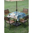 thumbnail image 3 of Outdoor Tablecloth with Umbrella Hole and Zipper, Blue Christmas Square Table Cloth 54x54 Inch Waterproof Tablecloth, Snowman Xmas Tree Snowflake Elk Winter Picnic Table Cover for Patio Camping, 3 of 7