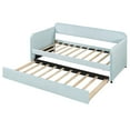 thumbnail image 5 of Harper & Bright Designs Velvet Upholstered Daybed with Trundle, Wooden Twin Size Daybed Frame, Tufted Sofa Bed Daybed for Bedroom Living Room, Light Blue, 5 of 21