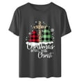 thumbnail image 4 of Camisas Navideñas A Cuadros Para Mujer, Cuello Redondo, Entramado, Estampado de Árbol de Navidad, Camisetas de Manga Corta Odeerbi ODB207932, 4 of 9