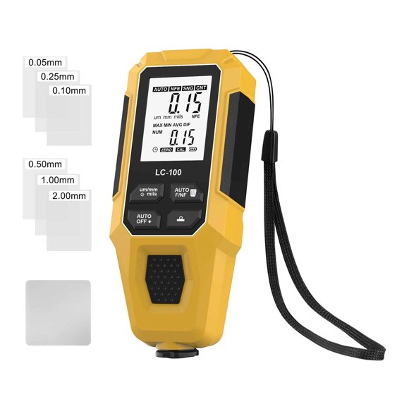 Medidor de espesor de pintura, herramienta compatible con comprobador de automóviles, medidor de pintura portátil profesional para Amarillo