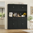 thumbnail image 5 of Homfa Large Pantry Cabinet with 8 Louvered Doors, 70.7" Tall Kitchen Storage Cabinet with Hutch & 2 Drawers, Modern Coffee Bar for Dining Room, Black, 5 of 8