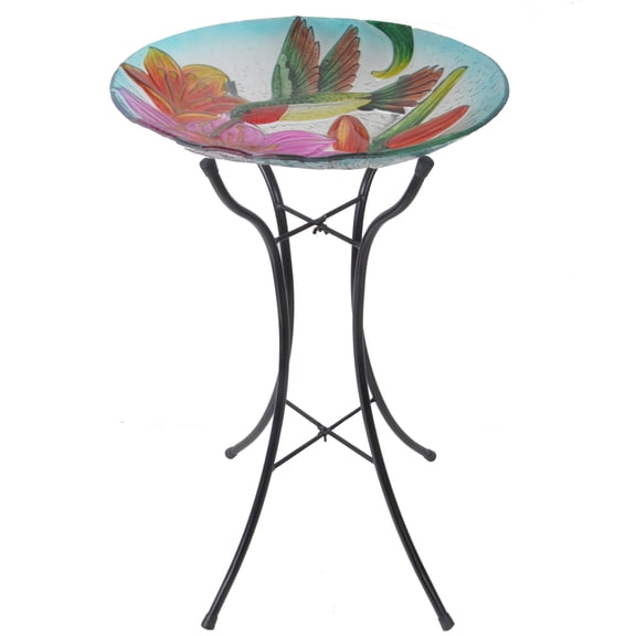 Teamson Home 18" Hummingbird Fusion Glass Bird Bath