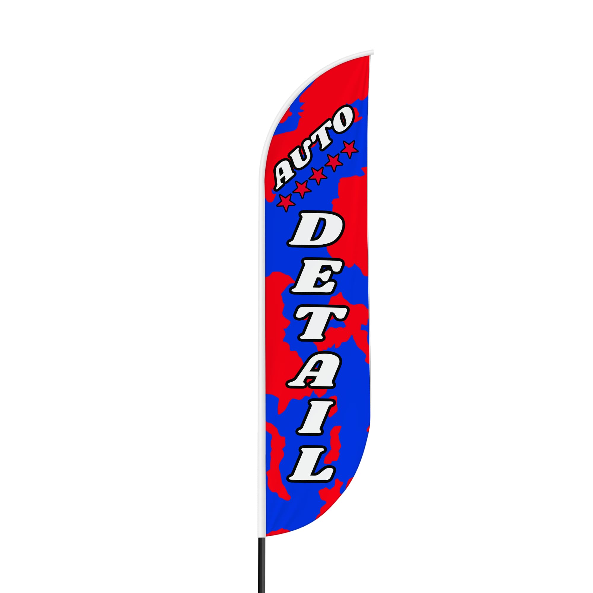 Auto Detail Sign feather flag Pole kit for Outdoor by Mavis Printing | 15 FEET Long Polyester Outdoor Banner Flag Pole Mount Easy Hang | HD Print Swooper Flag to Advertise Car Business