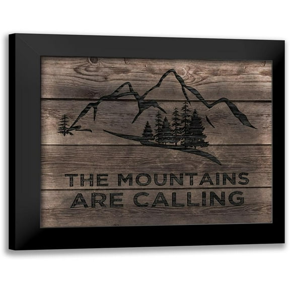 CAD Designs 14x12 Black Modern Framed Museum Art Print Titled - Mountains are Calling