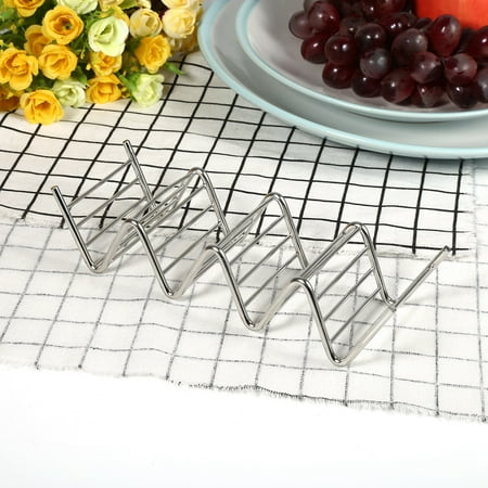 

LYUMO Food Rack Shell 1Pc Practical Taco Holder 4 Wave Shape Stainless Steel Food Rack Hard Shells Kitchen Tools Food Rack